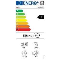 Bosch SPV6EMX09E ezüst, programok száma:6, beépíthető, 10 terítékes mosogatógép
