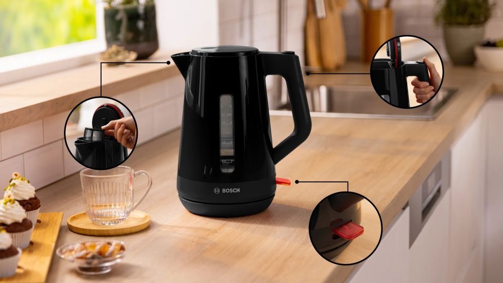 Bosch TWK1M123 1,7 L-es fekete vízforraló