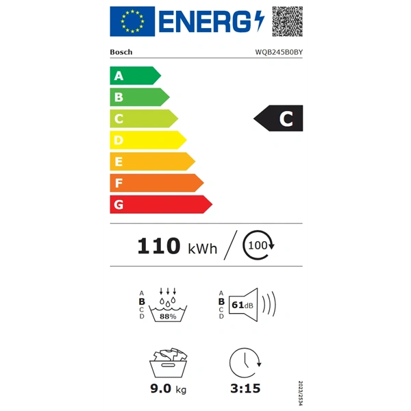 Bosch WQB245B0BY fehér, 9 kg, kondenzációs, szárítógép