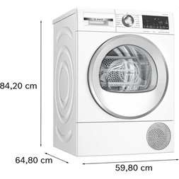 Bosch WQG245C0BY fehér-inox, 9kg, hőszivattyús kondenzációs szárítógép