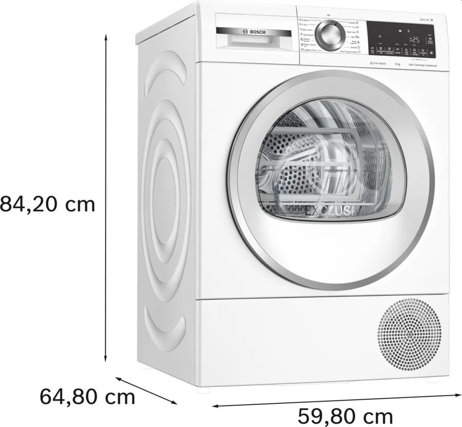 Bosch WQG245C0BY fehér-inox, 9kg, hőszivattyús kondenzációs szárítógép