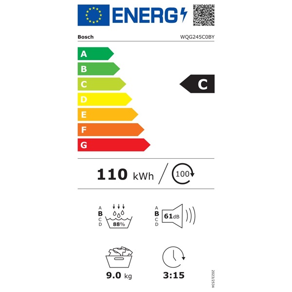 Bosch WQG245C0BY fehér-inox, 9kg, hőszivattyús kondenzációs szárítógép