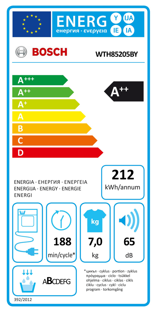 Bosch WTH85205BY fehér, 7 kg, hőszivattyús, szárítógép