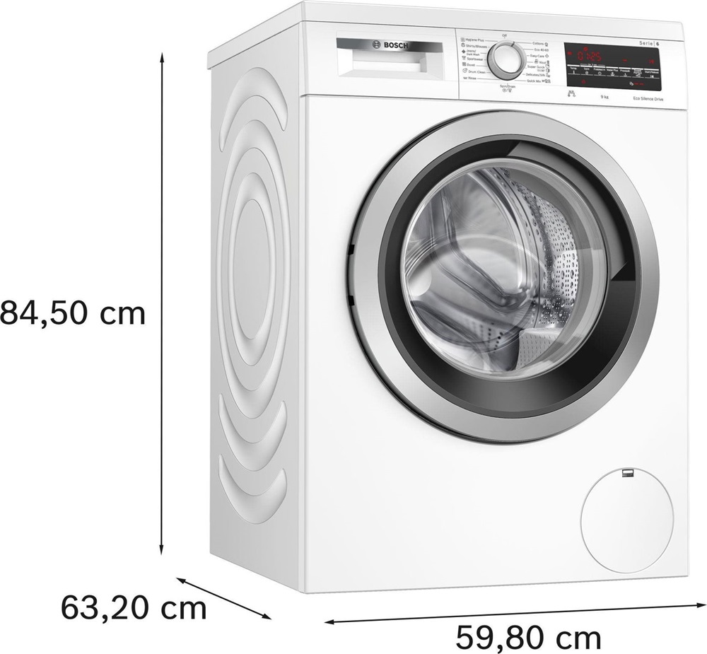 Bosch WUU28T62BY fehér-inox, elöltöltős, max.1400ford., 9kg, mosógép