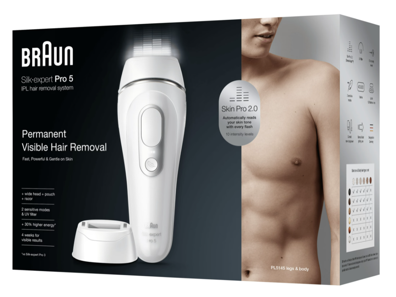 Braun Silk-expert IPL PL5145 fehér-ezüst villanófényes szőrtelenítő