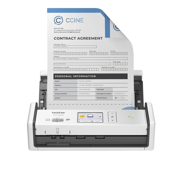 Brother ADS1800TC1 A4/30 oldal/perc/USB/USB-C/Wifi/ADF/duplex/600dpi mobil szkenner