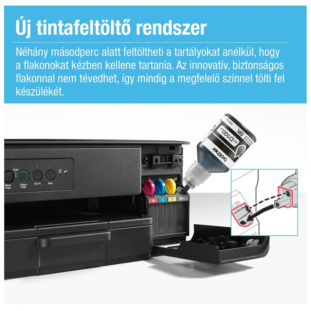 Brother DCP-T435W (A4,16 lap/perc,WiFi/USB,6000x1200dpi,manuál duplex,128MB) színes multifunkciós tintasugaras nyomtató