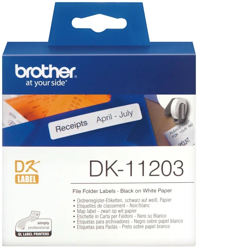 Brother DK-11203 fehér alapon fekete 17x87mm 400db címke/tekercses szalag
