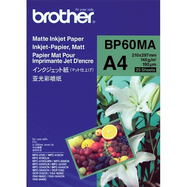Brother Fotópapír BP60MA, Matt tintasugaras papír (A4 / 25 lap / 145g/m2)