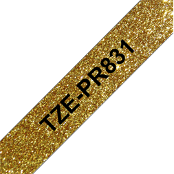Brother Prémium feliratozó szalag TZEPR831, Arany alapon fekete, 12 mm széles, 8m