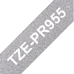 Brother Prémium feliratozó szalag TZEPR955, Ezüst alapon fehér szalag, 24 mm széles, 8m