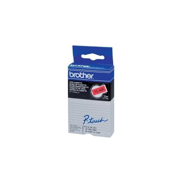 Brother TC401 P-Touch 12mm piros alapon fekete laminált szalag