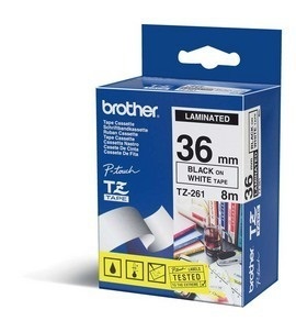 Brother TZE-261 36mmx8m fehér/fekete laminált szalag
