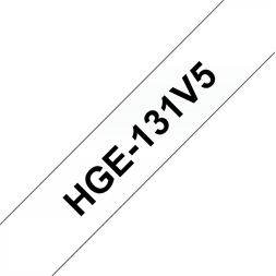 Brother szalag HGe-131V5 Átlátszó alapon Fekete, Nagy sebességű, 12mm 0.47", 8 méter, 5db/csomag