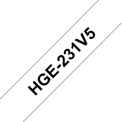 Brother szalag HGe-231V5 Fehér alapon Fekete, Nagy sebességű, 12mm 0.47", 8 méter, 5db/csomag