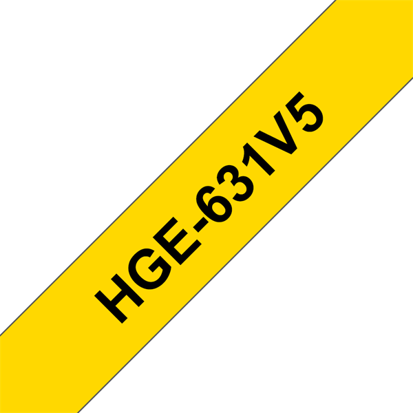 Brother szalag HGe-631V5 Sárga alapon Fekete, Nagy sebességű, 12mm 0.47", 8 méter, 5db/csomag
