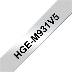 Brother szalag HGe-M931V5 Matt ezüst alapon Fekete, Nagy sebességű, 12mm 0.47", 8 méter, 5db/csomag