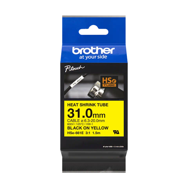 Brother HSE-661E sárga alapon fekete szalag