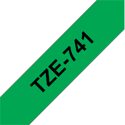 Brother szalag TZe-741, Zöld alapon Fekete, Laminált, 18mm 0.7", 8 méter