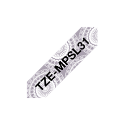 Brother szalag TZe-MPSL31, Ezüst mintás alapon Fekete, Laminált, 12mm 0.47", 4 méter