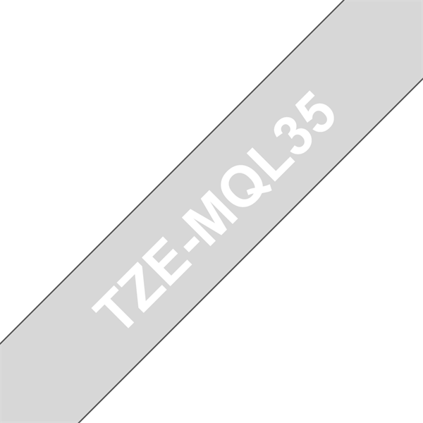 Brother szalag TZe-MQL35, Világos szürke alapon Fehér (matt), Laminált, 12mm 0.47", 5 méter