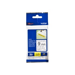 Brother szalag TZe-S121, Átlátszó alapon Fekete, Erős tapadású, 9mm 0.35", 8 méter