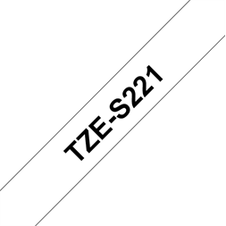Brother szalag TZe-S221, Fehér alapon Fekete, Erős tapadású, 9mm 0.35", 8 méter