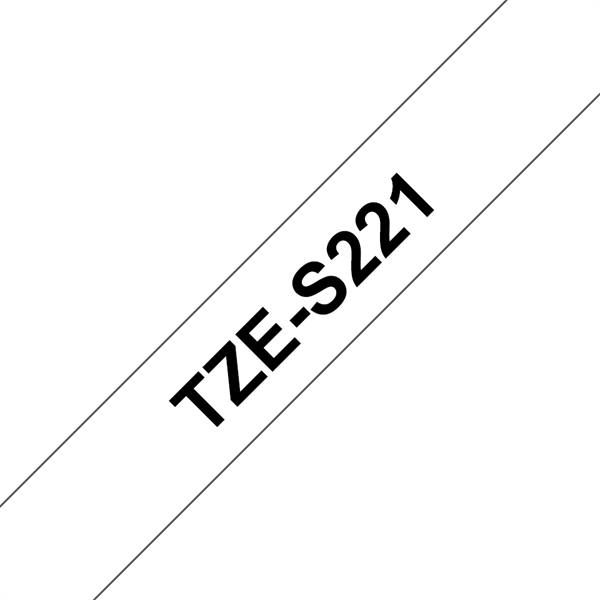 Brother szalag TZe-S221, Fehér alapon Fekete, Erős tapadású, 9mm 0.35", 8 méter
