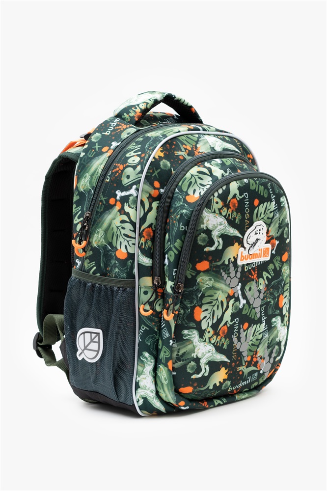 Budmil 10220013 zöld-narancs mintás ergonómiai táska