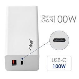 Akyga USB-A + USB-C PD 5-20V / max. 5A 100W Quick Charge 3.0 GaN gyorstöltő
