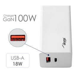 Akyga USB-A + USB-C PD 5-20V / max. 5A 100W Quick Charge 3.0 GaN gyorstöltő