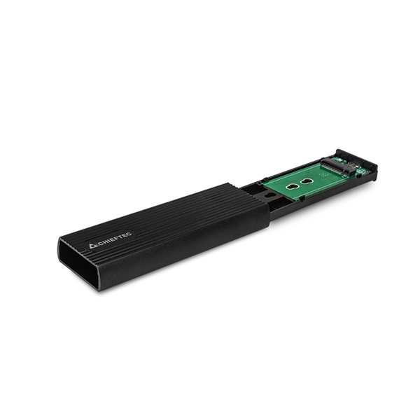 CHIEFTEC Külső Ház M.2 SSD, Alumínium ház, USB3.2 Gen2, USB-A - USB-C, fekete
