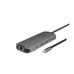CHIEFTEC USB HUB 9-in-1, USB-C, 2xUSB-A, USB-C, HDMI, microSD/SD kártyaolvasó, Ethernet, 80W USB-C Töltő port, fekete