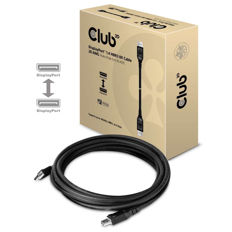 CLUB3D DisplayPort 1.4 HBR3 - DisplayPort 1.4 HBR3 8K 5m kábel