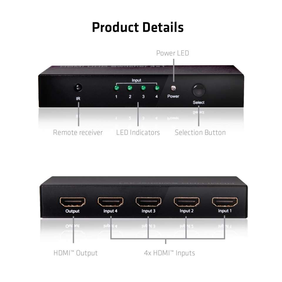 CLUB3D SenseVision HDMI 2.0 4 portos UHD Switchbox