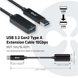 CLUB3D USB 3.2 A 5m Extension kábel