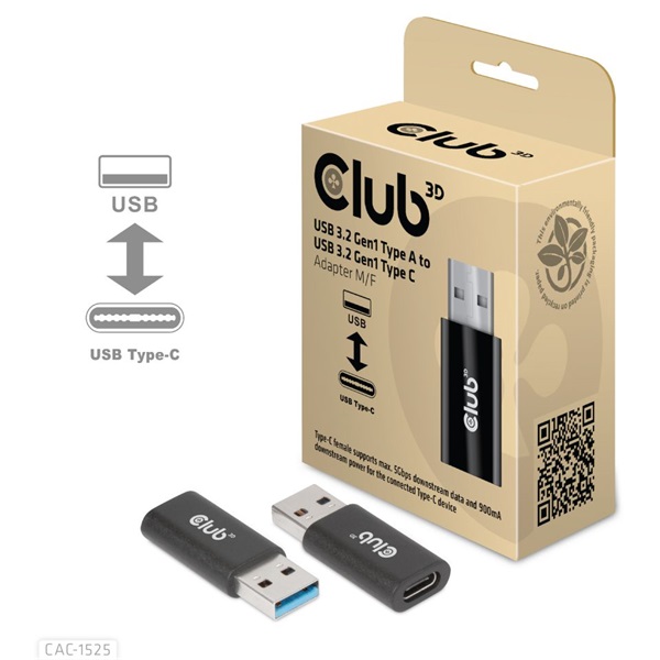 CLUB3D USB 3.2 Gen1 Type A - USB 3.2 Gen1 Type C adapter