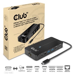 CLUB3D USB-C 7-IN-1 2xHDMI/2xUSB-A/RJ45/3,5mm jack/USB-C 100W HUB