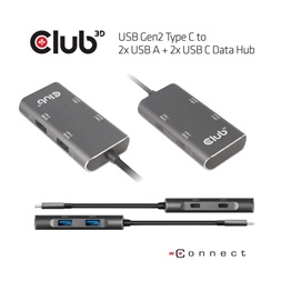CLUB3D USB Gen2 Type C - 2x USB A + 2x USB C Data HUB
