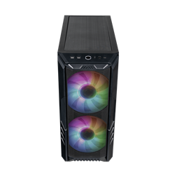 COOLER MASTER Ház Midi ATX HAF 500 ARGB + 4db Ventilátor, Tápegység nélkül, Üvegfalú, fekete