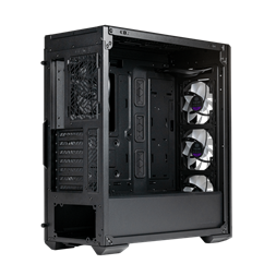 COOLER MASTER Ház Midi ATX MASTERBOX 520 MESH + 3xARGB Ventilátor + ARGB Fan HUB, Tápegység nélkül, Edzett Üveg, fekete