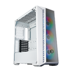COOLER MASTER Ház Midi ATX MasterBox 520 + 3db Ventilátor + HUB,Tápegység nélkül, Üvegfalú, fehér
