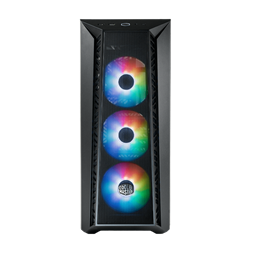 COOLER MASTER Ház Midi ATX MasterBox 520 + 3db Ventilátor + HUB, Tápegység nélkül, Üvegfalú, fekete
