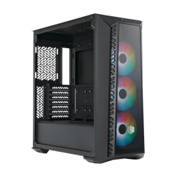 COOLER MASTER Ház Midi ATX MasterBox 520 + 3db Ventilátor + HUB, Tápegység nélkül, Üvegfalú, fekete
