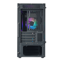COOLER MASTER Ház Mini Tower ATX MASTERBOX MB311L ARGB + Kontroller + 2db Ventilátor, Tápegység nélkül, Üvegfalú, fekete