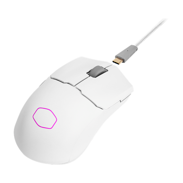 COOLER MASTER Vezeték Nélküli Egér MM712 Gaming, Optikai, 6 gombos, 19000dpi, RGB világítás, Fehér