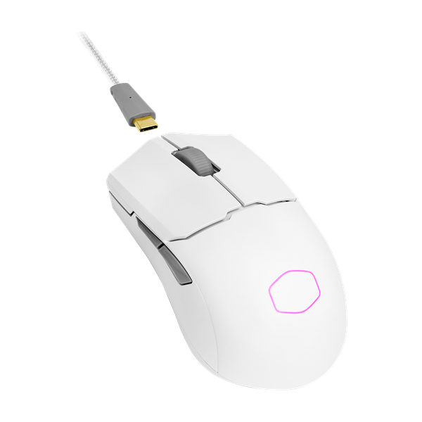 COOLER MASTER Vezeték Nélküli Egér MM712 Gaming, Optikai, 6 gombos, 19000dpi, RGB világítás, Fehér
