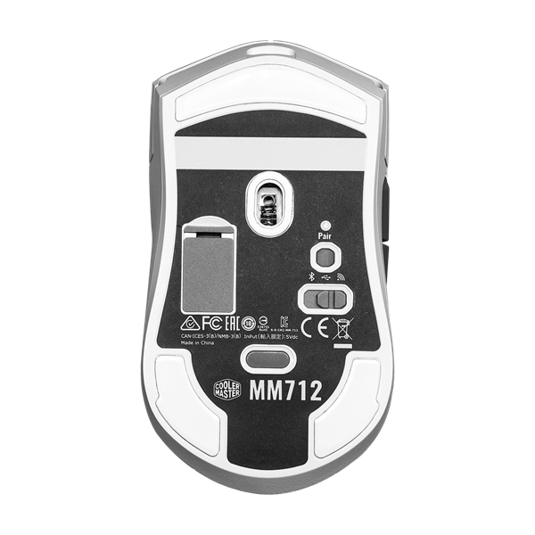 COOLER MASTER Vezeték Nélküli Egér MM712 Gaming, Optikai, 6 gombos, 19000dpi, RGB világítás, Fehér