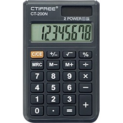 CTIFREE CT-200N mini fekete számológép, 62x96mm, 8 számjegy