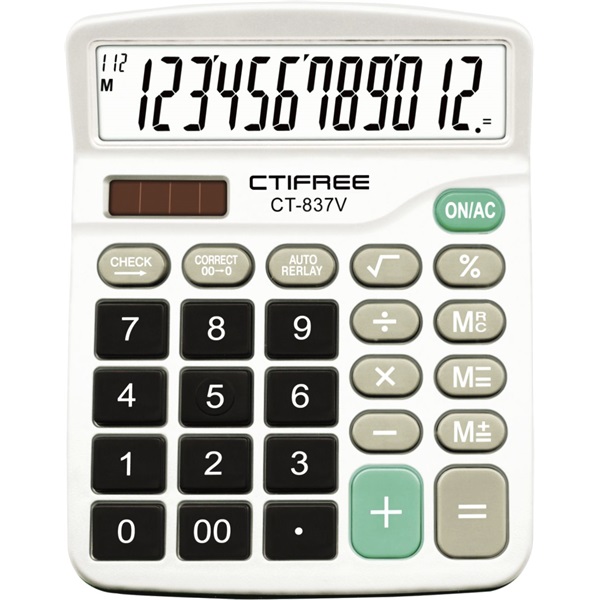 CTIFREE CT-837V számológép, 120x150mm, 12 számjegy, dual power